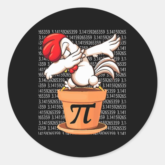 Sticker Rond Chicken Pot Pi Chemise Pi Jour 2023 Maths drôle 3  (Devant)