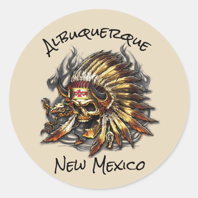 Sticker Rond Chief Bones Albuquerque Nouveau-Mexique (Devant)
