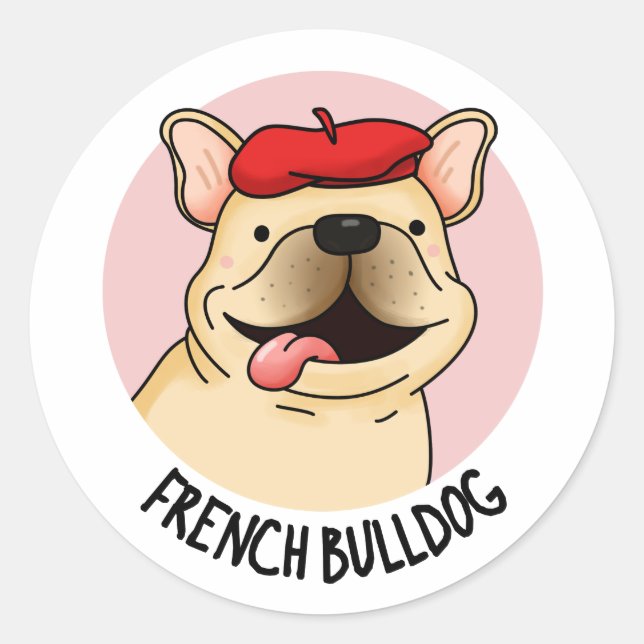 Sticker Rond Chien à Chien à Chien à la française (Devant)