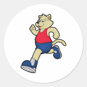 Sticker Rond Chien à courir avec lunettes