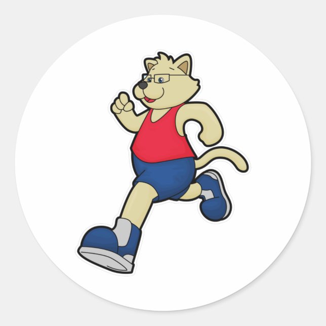 Sticker Rond Chien à courir avec lunettes (Devant)