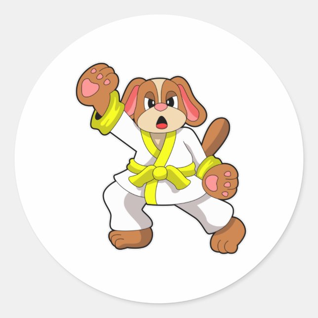 Sticker Rond Chien à Karate Arts martiaux (Devant)