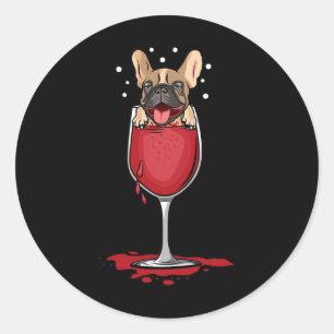 Sticker Rond Chien À Vin Rouge