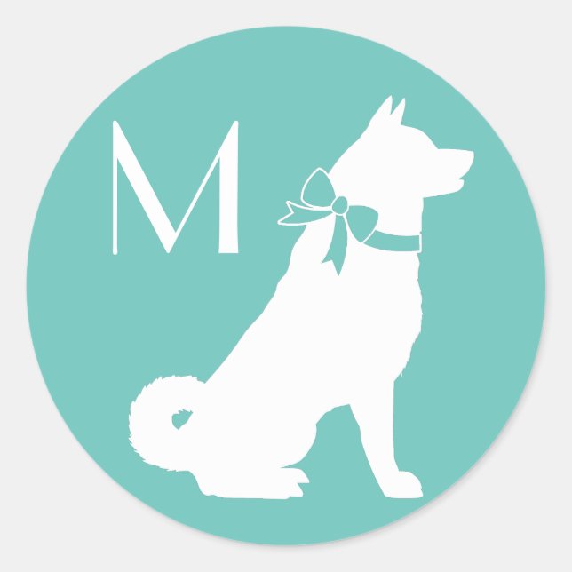 Sticker Rond Chien Akita Puppy (Devant)