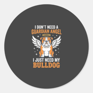 Sticker Rond Chien ange gardien Bouledogue