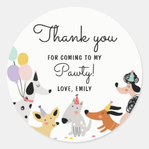 Sticker Rond Chien Anniversaire Chien Chiot Pawty Animaux moder
