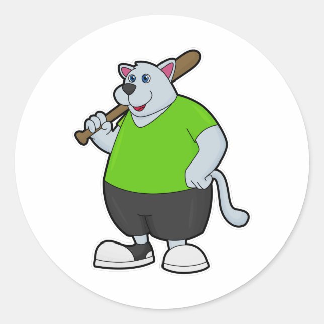 Sticker Rond Chien au baseball avec batte de baseball (Devant)