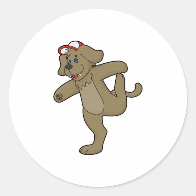 Sticker Rond Chien au Yoga Fitness (Devant)