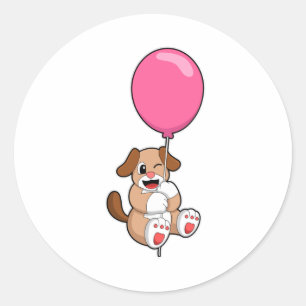 Sticker Rond Chien avec ballon