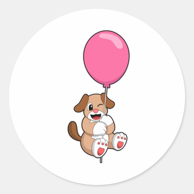 Sticker Rond Chien avec ballon (Devant)