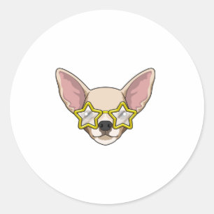 Sticker Rond Chien avec lunettes de soleil