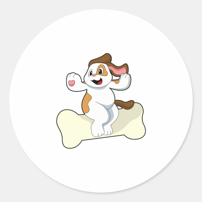 Sticker Rond Chien avec os (Devant)