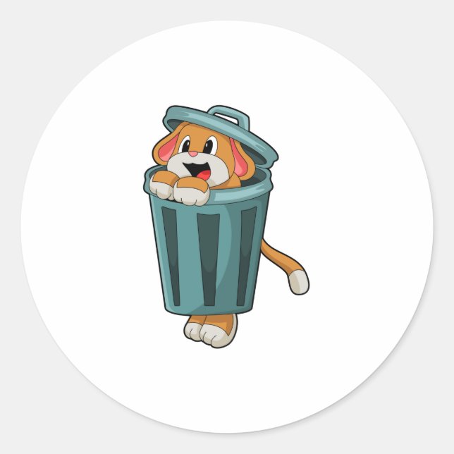 Sticker Rond Chien avec Trashcan (Devant)