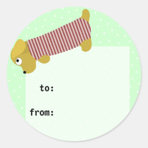 Sticker Rond chien bau habillé