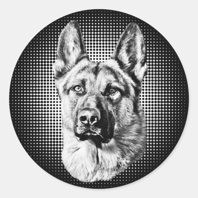 Sticker Rond Chien berger allemand (Devant)