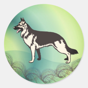 Sticker Rond Chien berger allemand