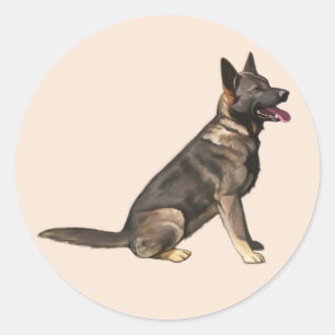 Sticker Rond Chien berger allemand Sable
