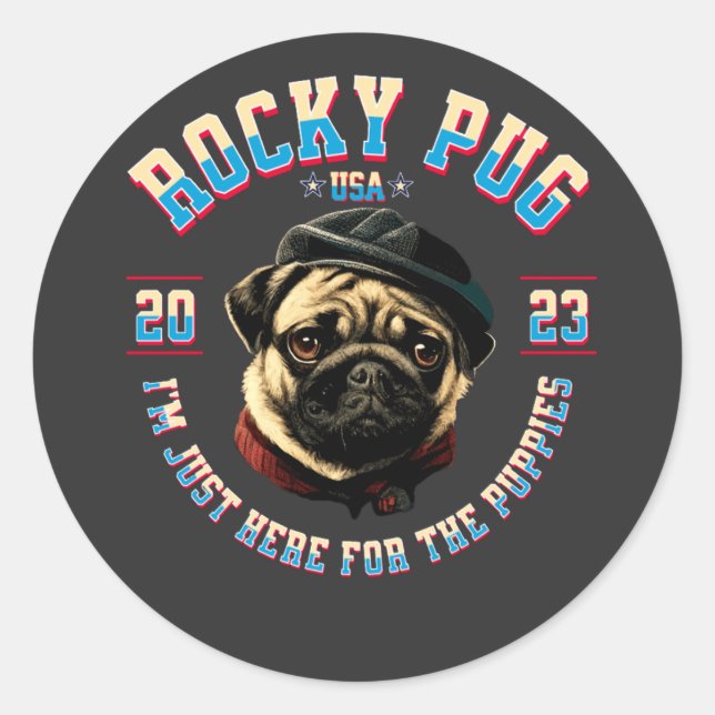 Sticker Rond Chien carlin (Devant)