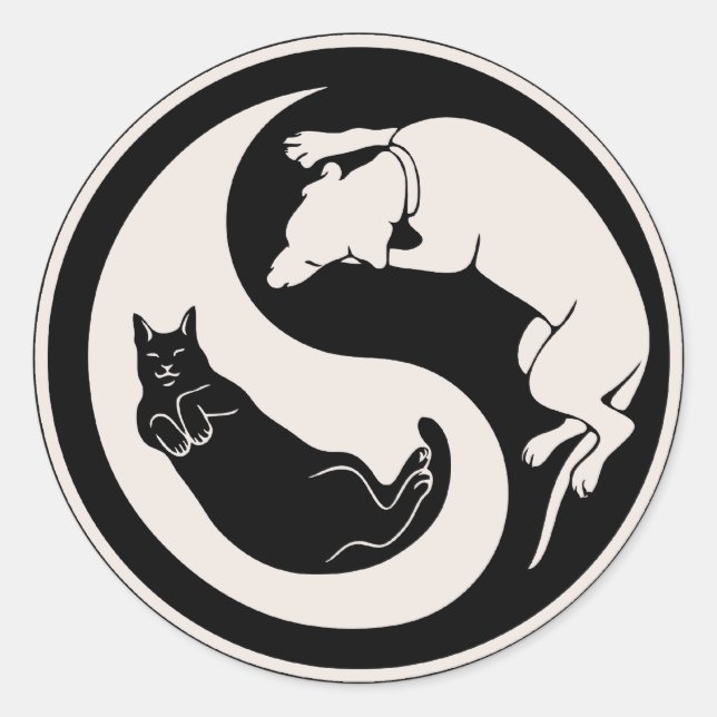Sticker Rond Chien-chat Yin-Yang (Devant)