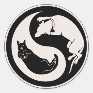Sticker Rond Chien-chat Yin-Yang