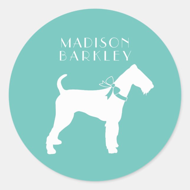 Sticker Rond Chien Chien Chien Airedale (Devant)