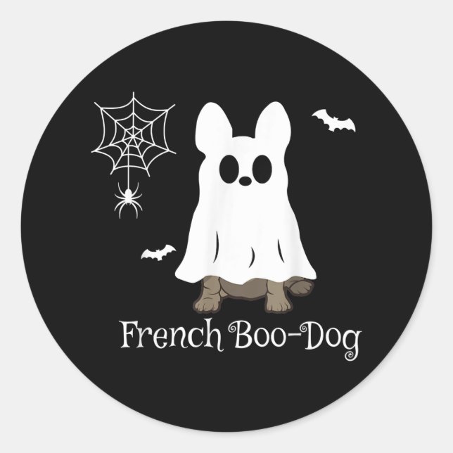 Sticker Rond Chien-chien français Halloween Chien-chien-chien-c (Devant)