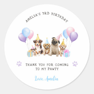 Sticker Rond Chien chiot Anniversaire de la fête