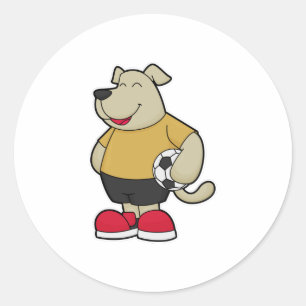 Sticker Rond Chien comme joueur de football avec balle de footb