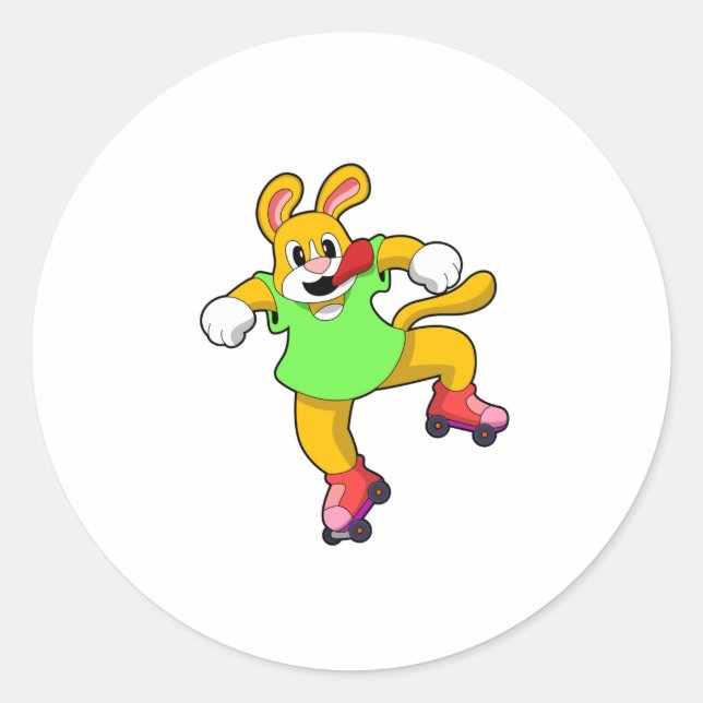 Sticker Rond Chien comme Patineur en ligne avec Patins en ligne (Devant)