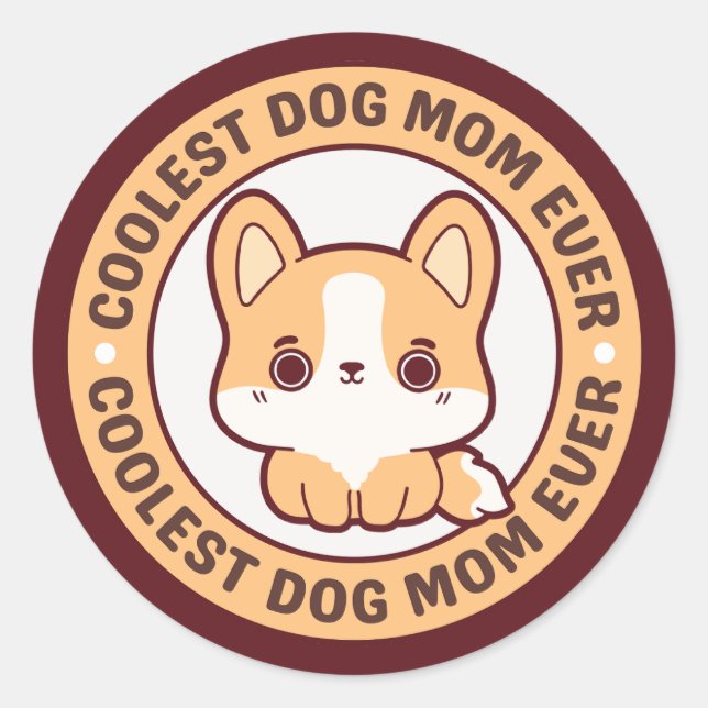 STICKER ROND CHIEN COOLÉ MOM JAMAIS (Devant)
