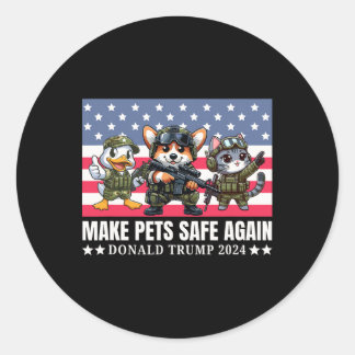 Sticker Rond Chien Corgi Drôle Trump 2025