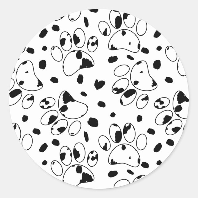 Sticker Rond Chien Dalmatien Paw Avec Pots (Devant)