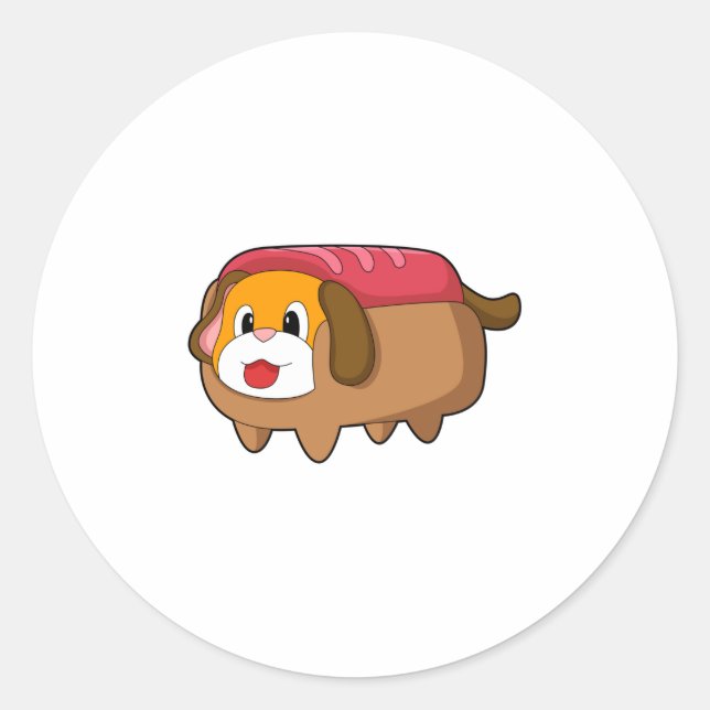 Sticker Rond Chien dans Hotdog (Devant)