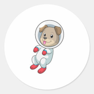 Sticker Rond Chien dans l'espace en costume