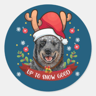 Sticker Rond Chien de bétail australien Blue Heeler Reindeer Ch