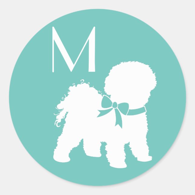 Sticker Rond Chien de Bichon Frise Puppy (Devant)