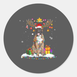 Sticker Rond Chien de boîte drôle Noël Teinder Reindeer Noël