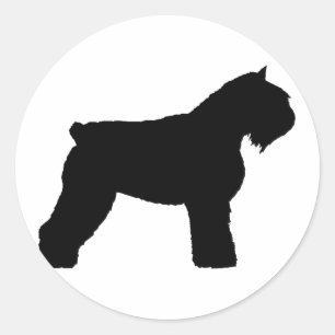 Sticker Rond Chien de Bouvier des Flandres (en noir)