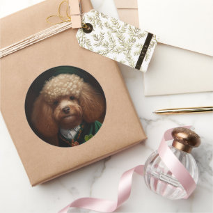 Sticker Rond Chien de caniche en tenue de jour St. Patrick