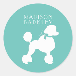 Sticker Rond Chien de caniche Français