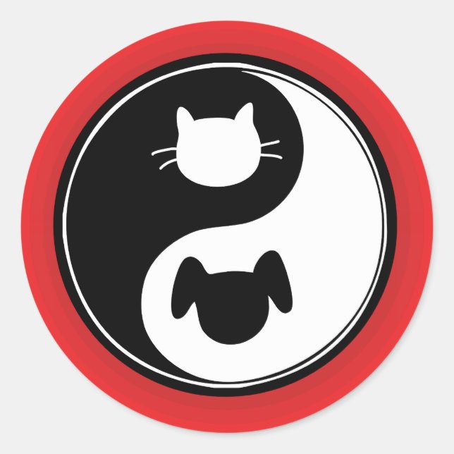 Sticker Rond Chien de chat Yin Yang (Devant)