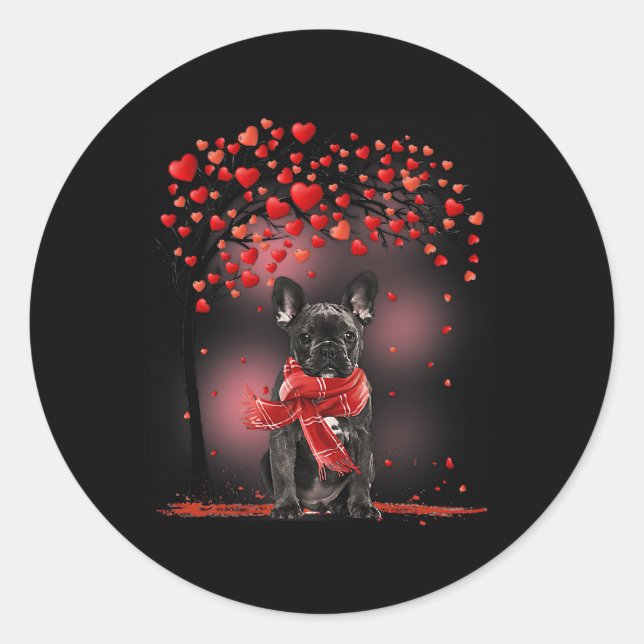 Sticker Rond Chien de Chien de Chien de Chien de Saint Valentin (Devant)