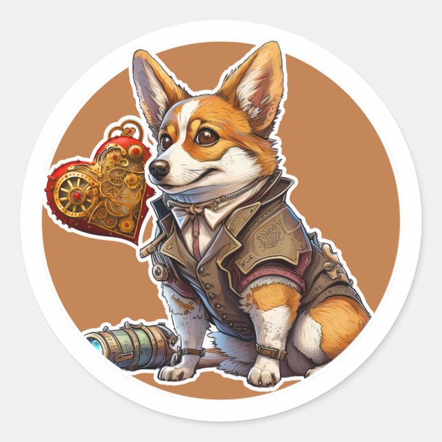 Sticker Rond Chien de Corgi (Devant)