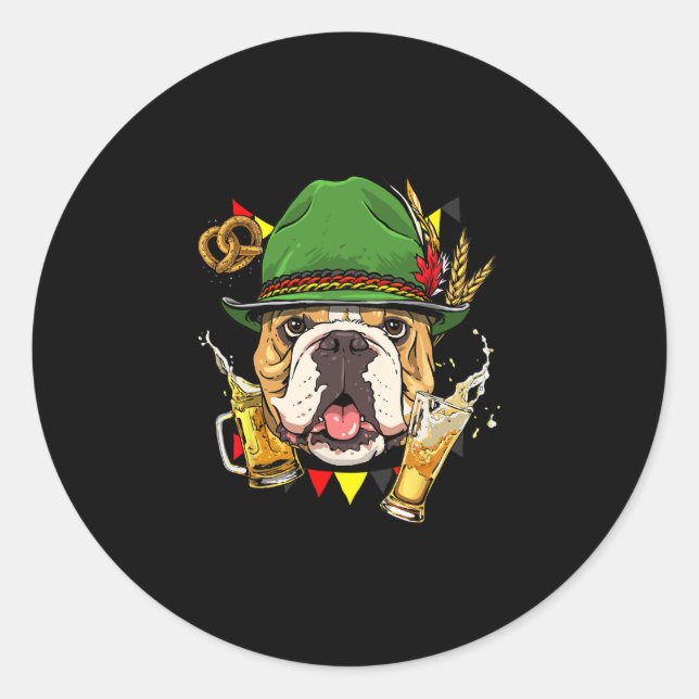 Sticker Rond Chien de fête de la bière Bulldog Allemagne (Devant)