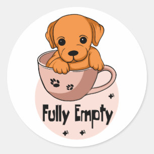 Sticker Rond Chien de Kawaii orang complètement vide dans une t
