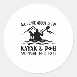 Sticker Rond Chien de Kayak Idées Cadeaux D'Aviron En Canoë