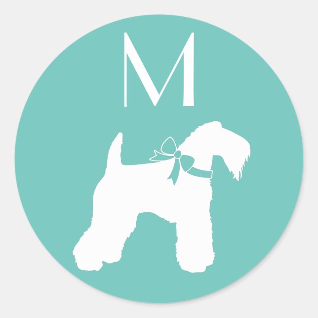 Sticker Rond Chien de Kerry Blue Terrier Chien Chien Puppy (Devant)