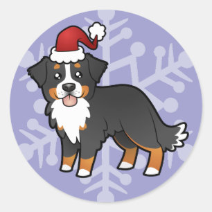 Sticker Rond Chien de montagne bernois de Noël