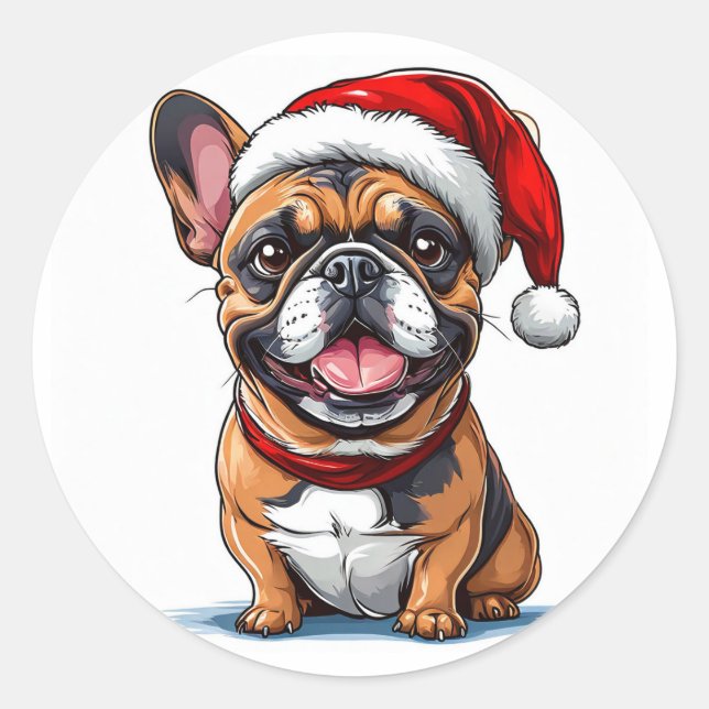 Sticker Rond Chien de Noël mignon (Devant)