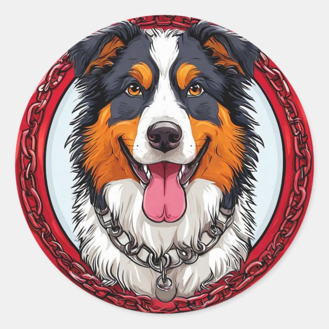 Sticker Rond Chien de race Cool (Devant)
